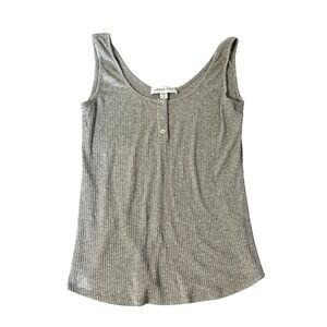 Amour Vert Tank Top Grey Ribbed Henley Modal Women's size Medium Quiet Luxury